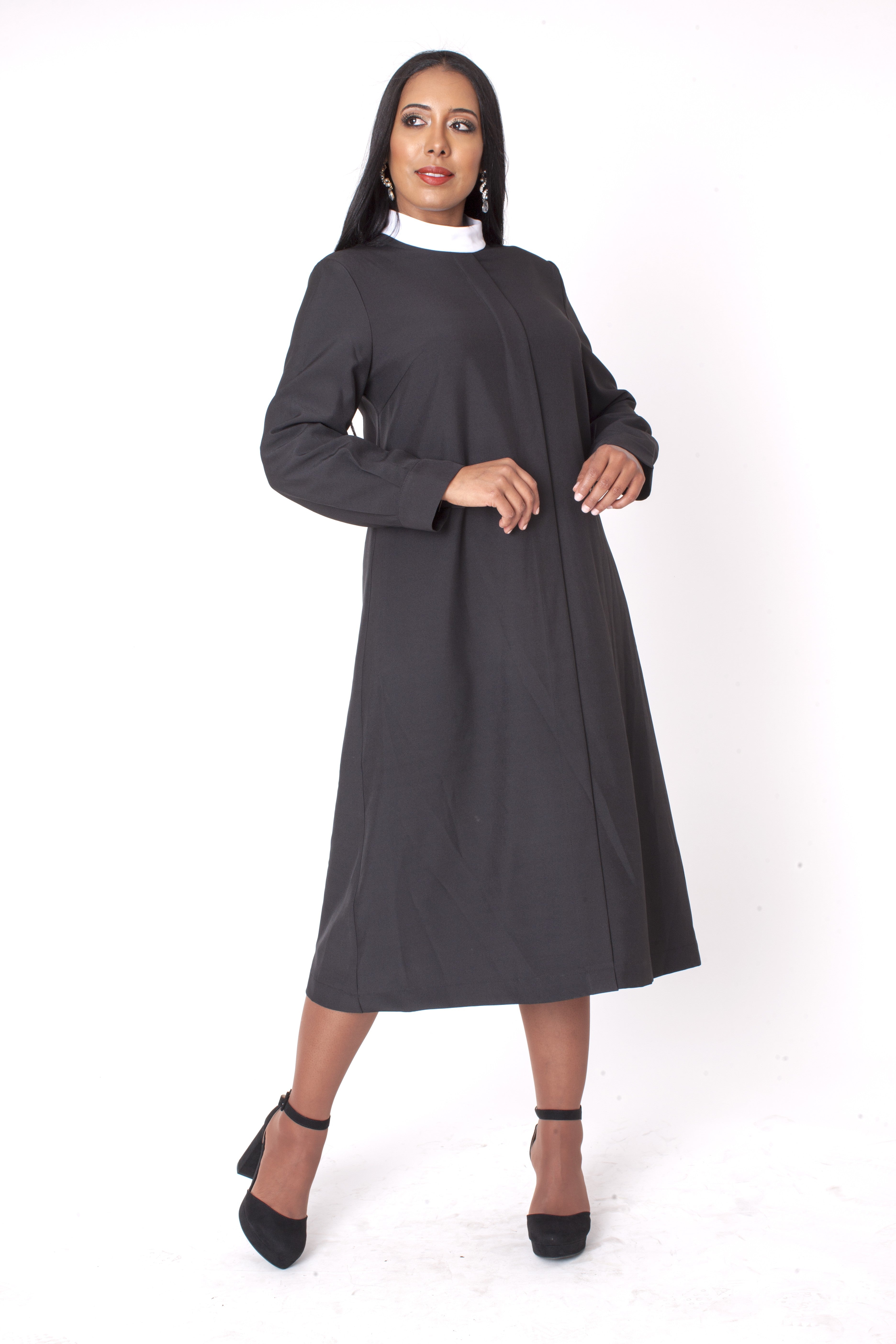 clergy dress for women Two-Piece Brocade Clergy Robe with Cross Panels – 41071 PURPLE MULTI / 10
