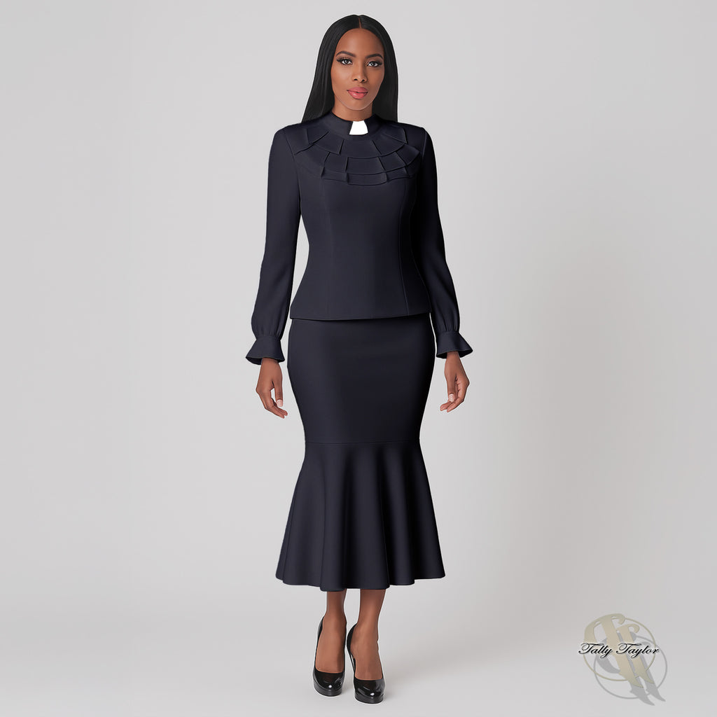Clerical Ruffel Divine Elegance Two-Piece Ruffle Church Set – Tally Taylor