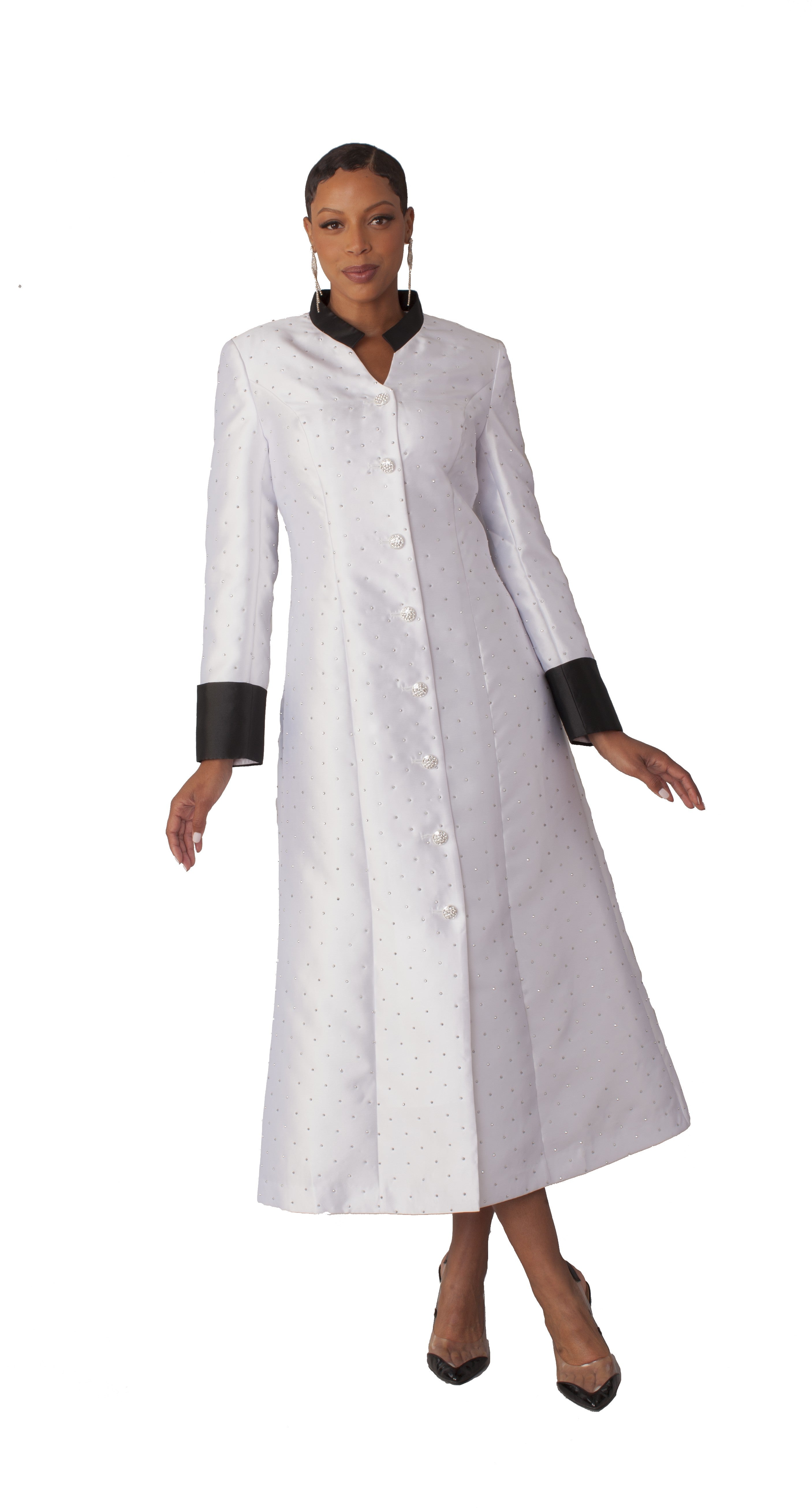 Silver Preaching Robe Rhinestone Button Preaching Robe with Studs – Tally Taylor
