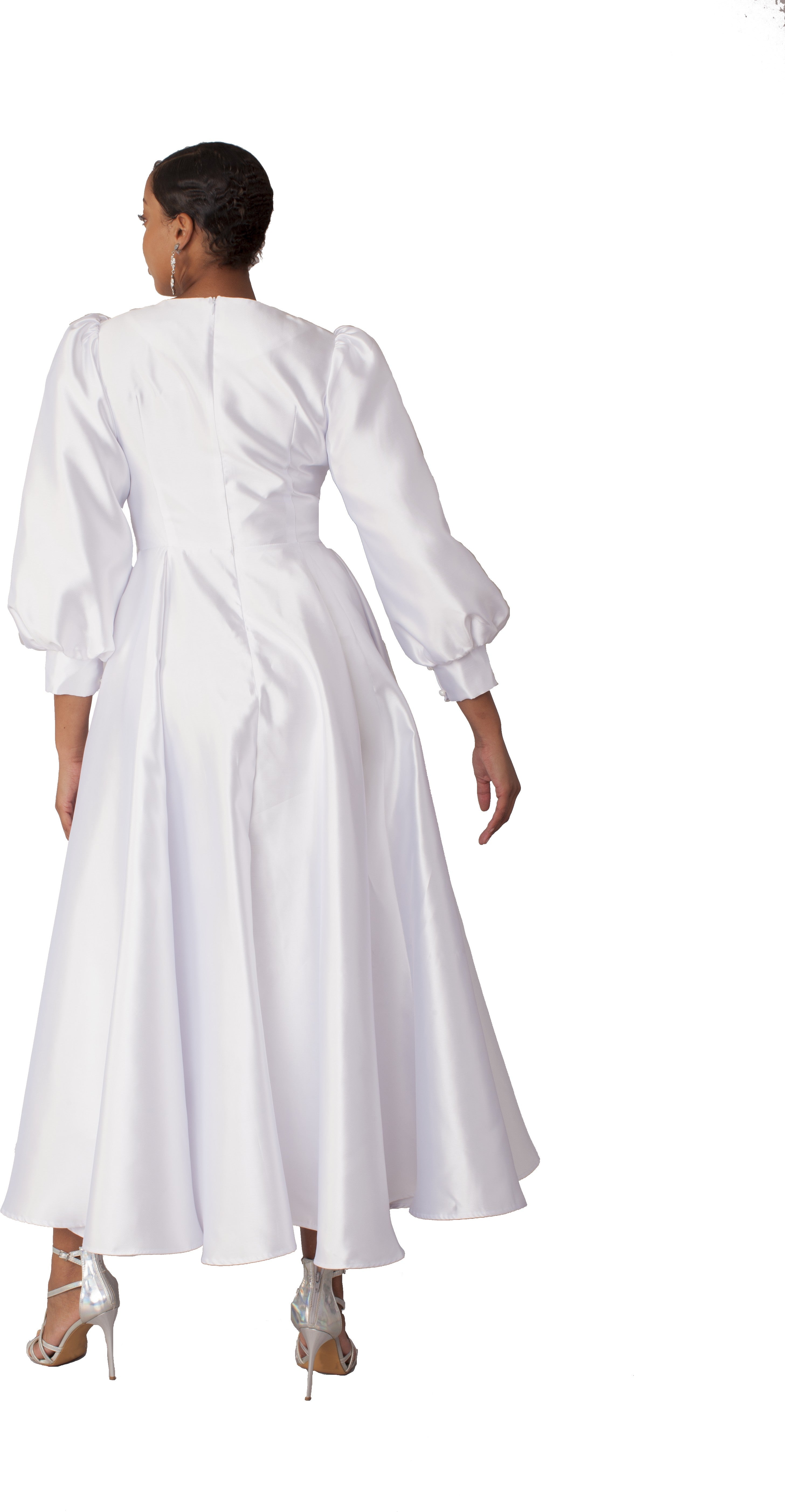 Elegant Long Dress with Bishop Sleeves Black / 26W Elegant Long Dress with Bishop Sleeves Black / 26W