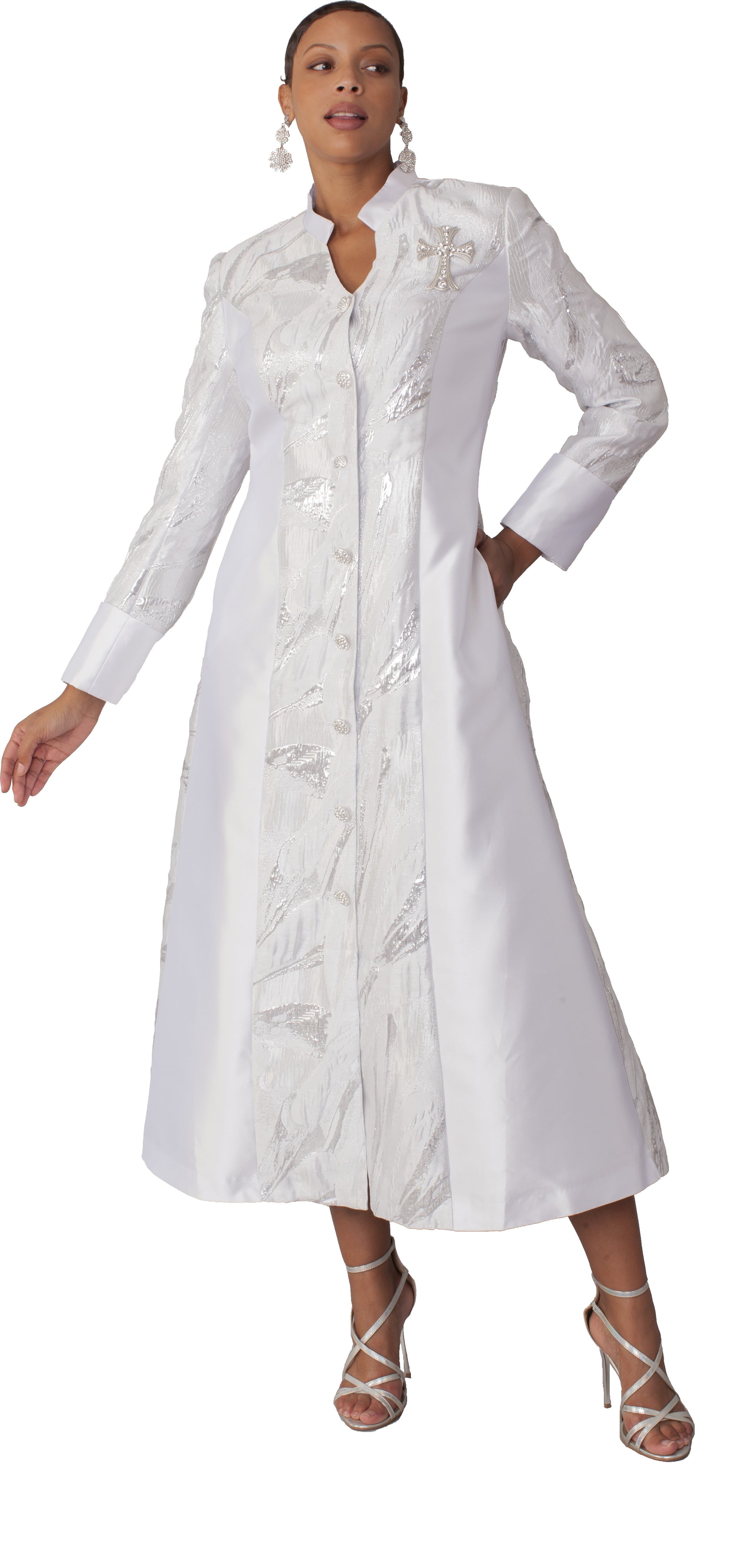 Brocade Clergy Robe with Cross Brooch – Tally Taylor