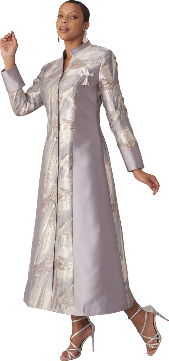 Plus Size Brocade Clergy Robe with Cross Brooch – Tally Taylor