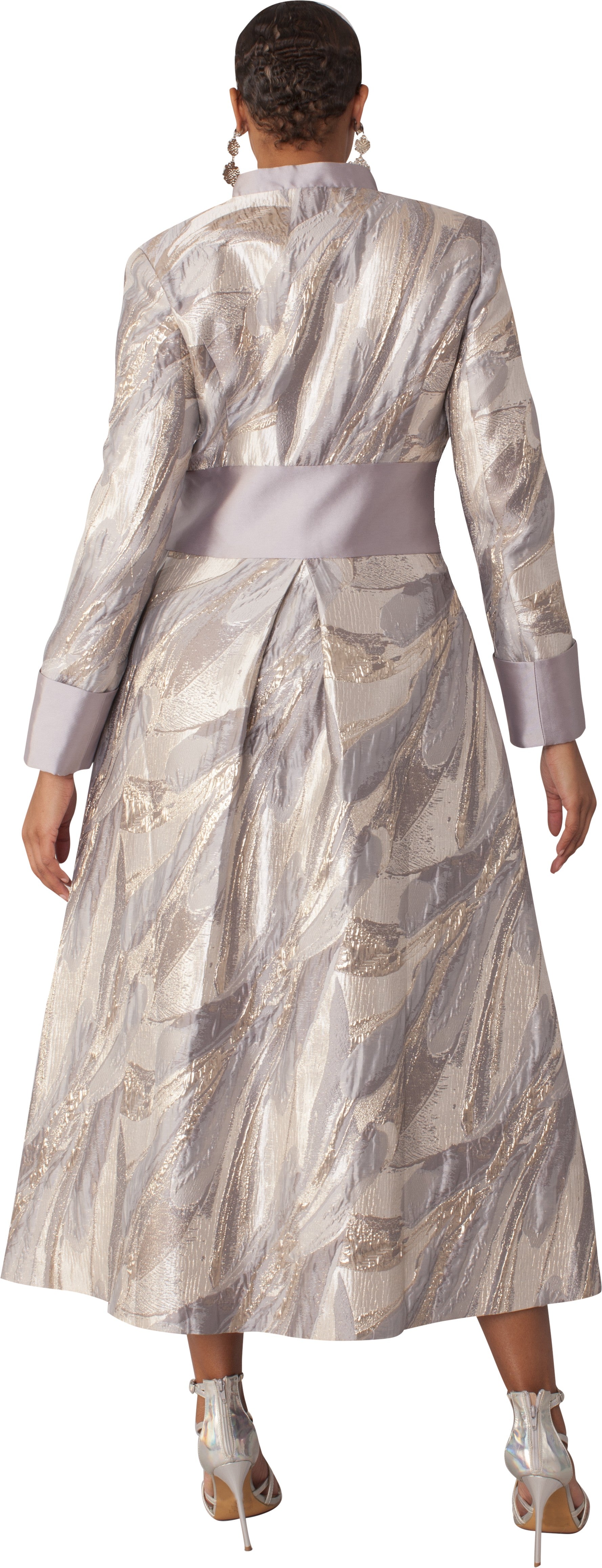 Silver Preaching Robe Plus Size Brocade Clergy Robe with Cross Brooch – Tally Taylor