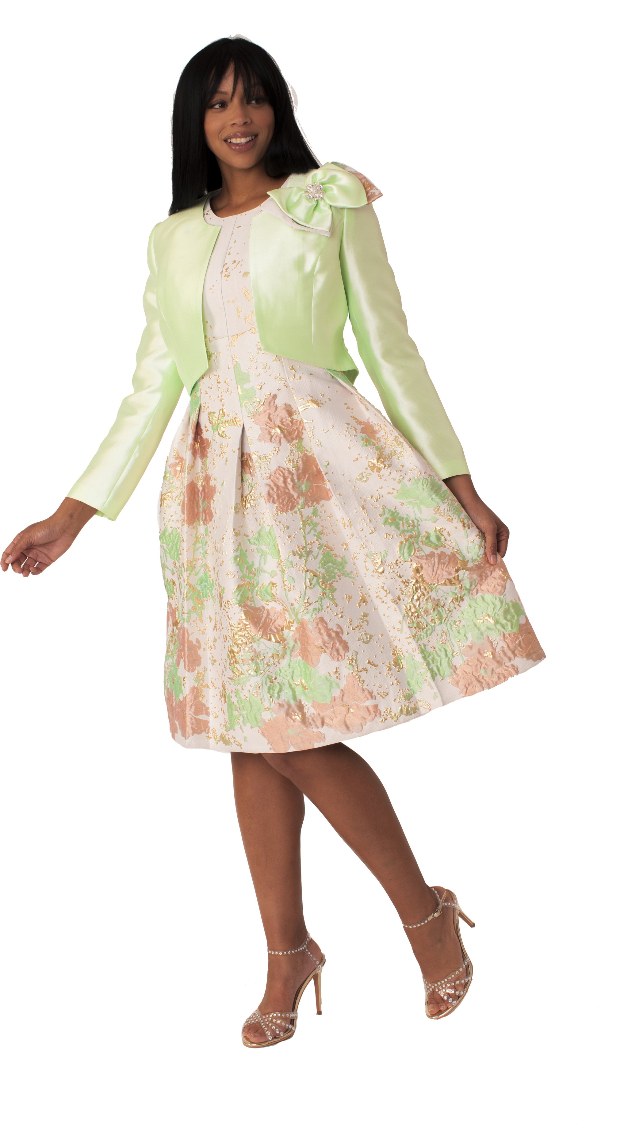 Brocade Dress Set with Jacket & Brooch – Tally Taylor