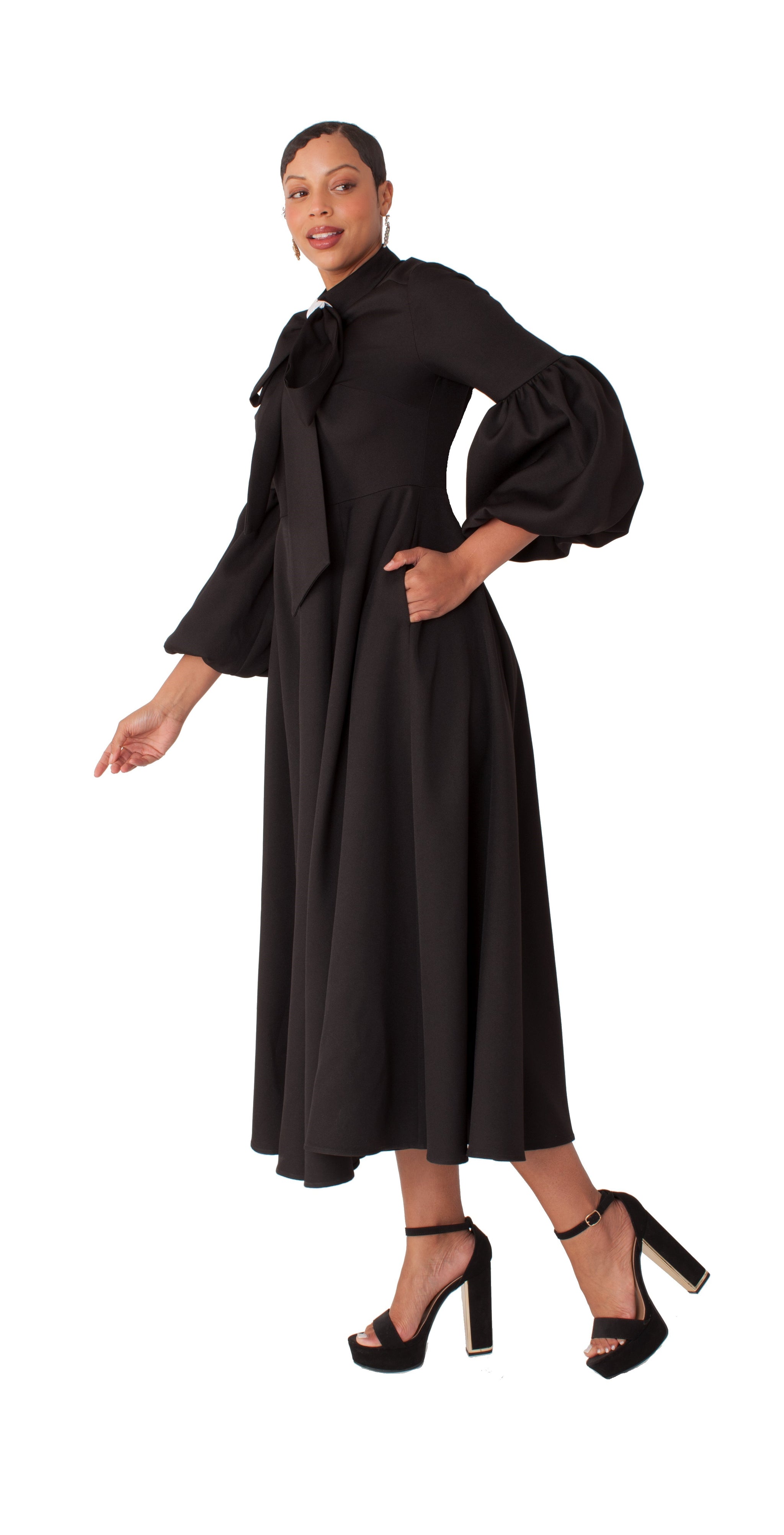 black bell sleeve dress plus size Plus Size Black Long Sleeve Sequin 3D Roses Trumpet Prom Dress main image 1