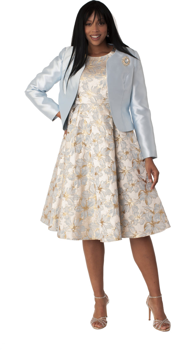 Floral Brocade Church Dress with Jacket- 4819 – Tally Taylor