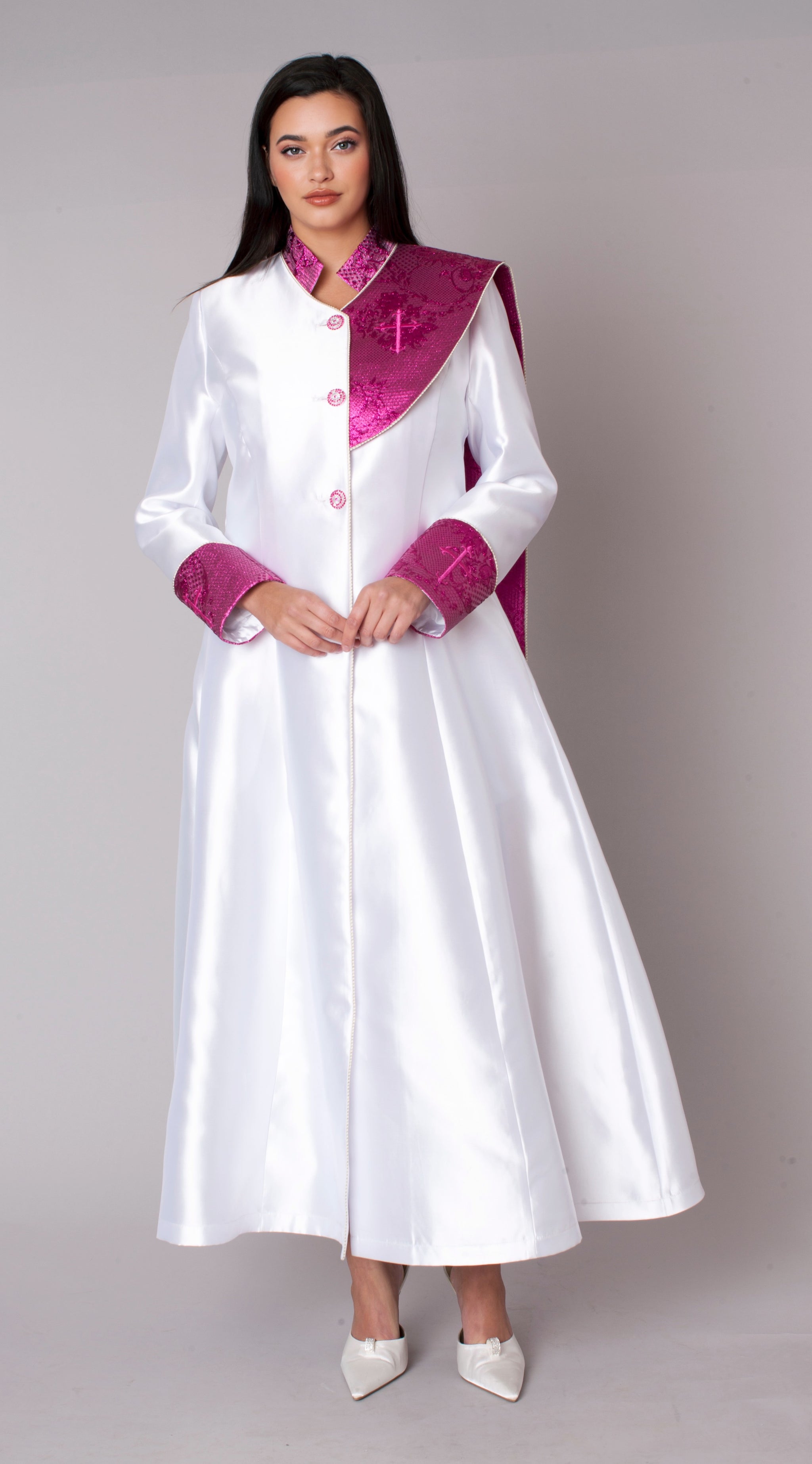 Plus Size Jacquard Panel Clergy Robe - 41099W – Tally Taylor