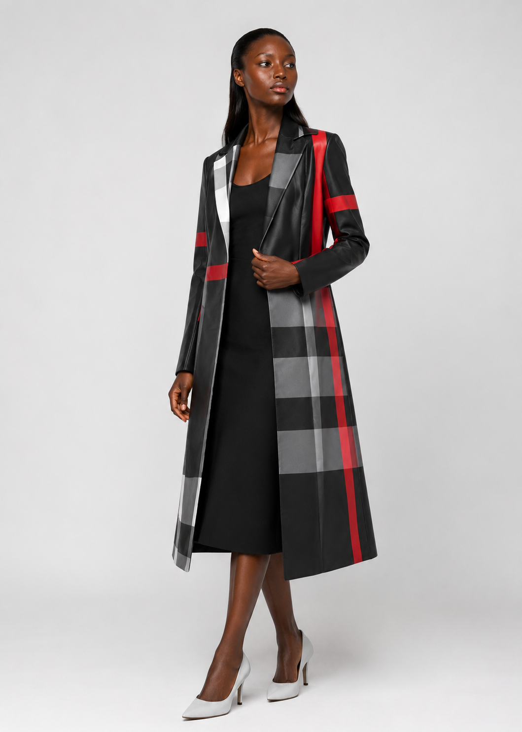 Plaid Long Jacket Church Dress Set