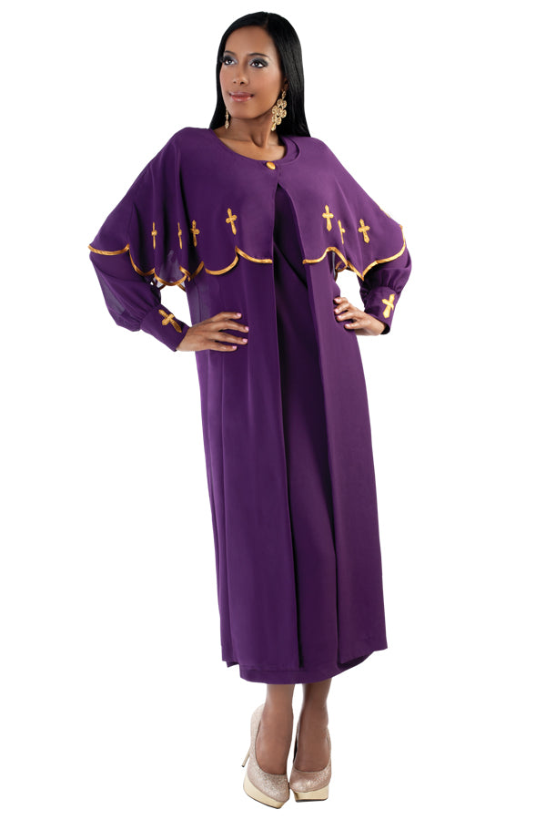 Women's Choir Robe Dress with Detachable Cape Royal/Gold or Purple Purple / 8 Women's Choir Robe Dress with Detachable Cape Royal/Gold or Purple Purple / 8