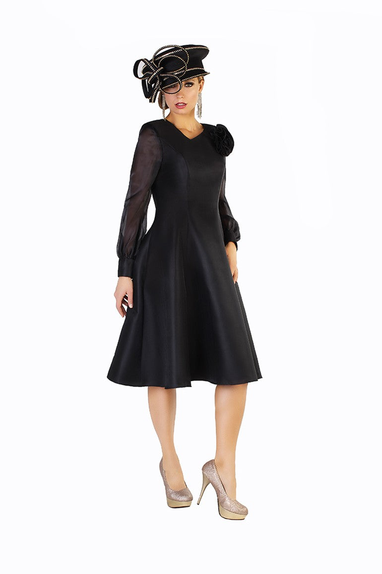 a line midi dress for women Black Boat Neck Long Sleeve A-Line Penni Midi Dress main image 0