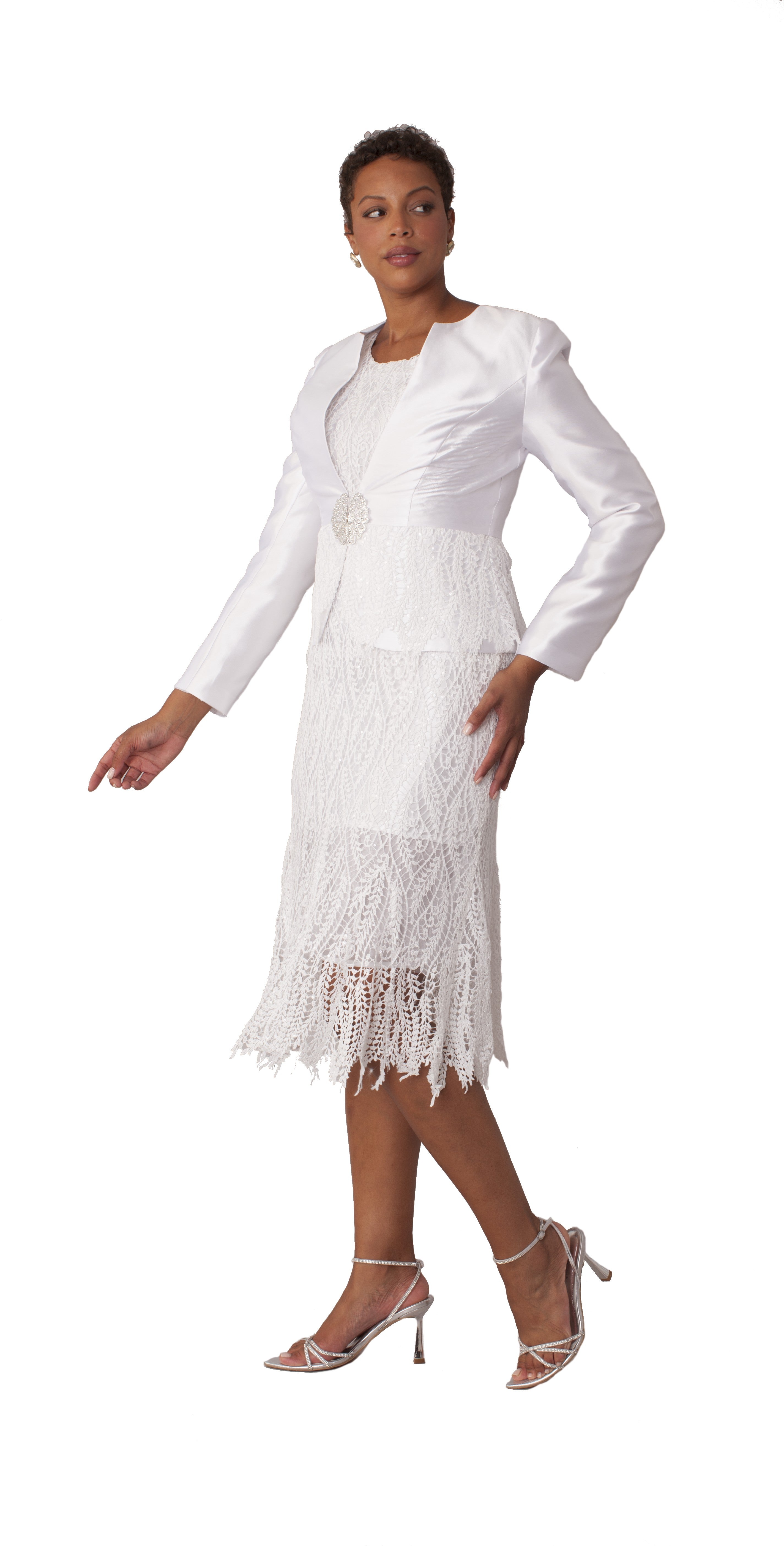 Elegant Lace Two-Piece Dress Set with Tailored Jacket -4857 Elegant Lace Two-Piece Dress Set with Tailored Jacket -4857