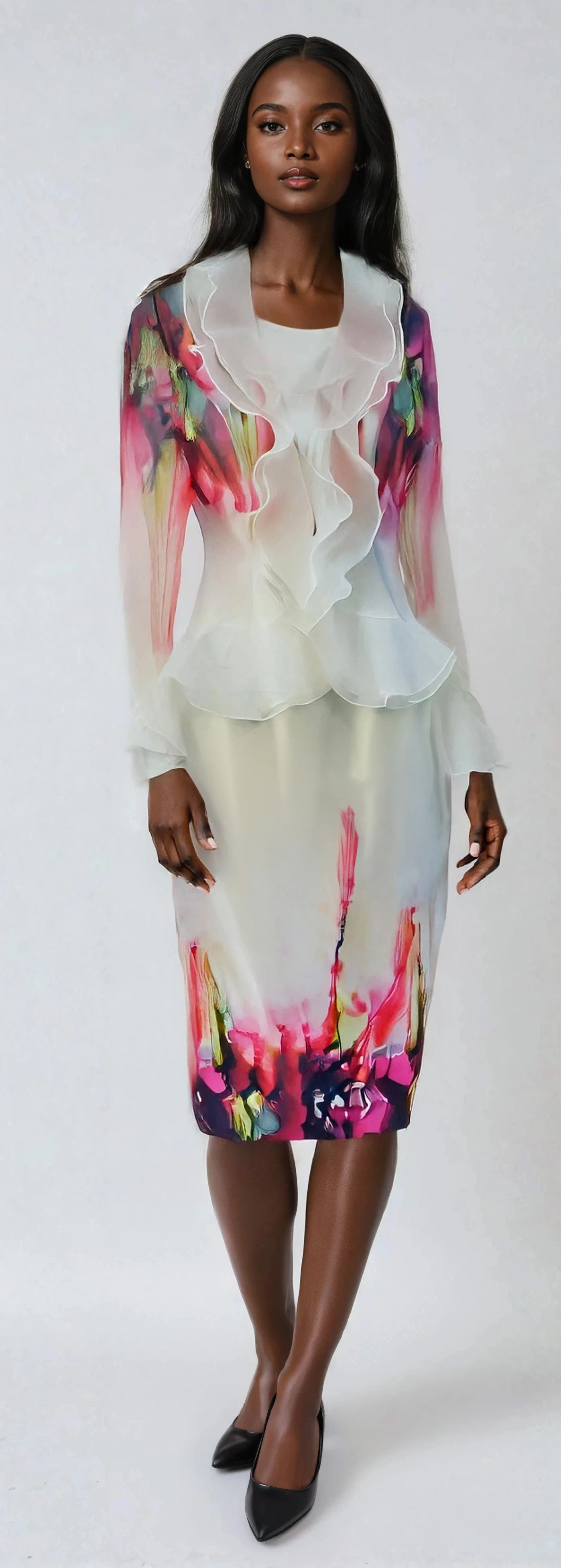 organza 3 piece dress 3 Piece Embroidered Organza Suit