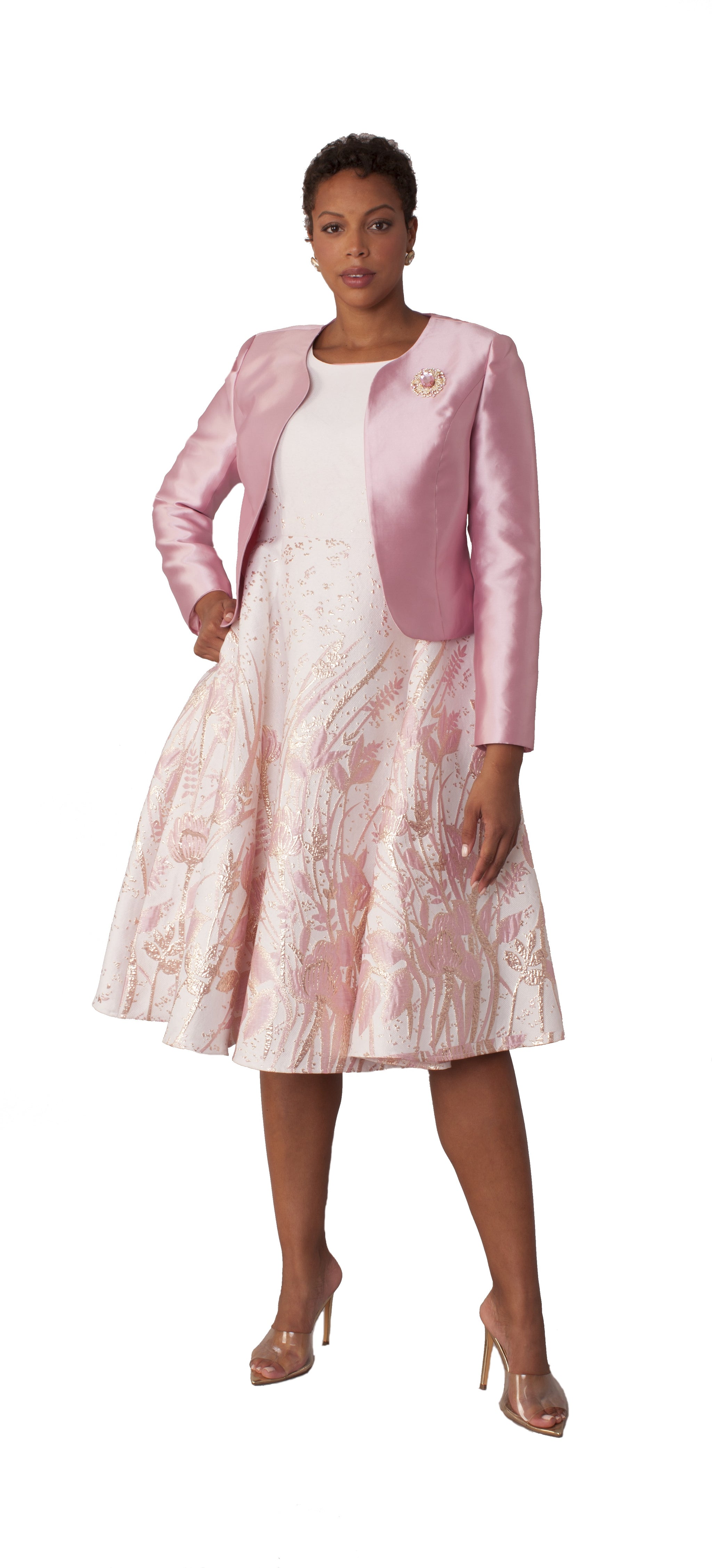 Elegant Two-Piece Brocade Dress & Jacket Set – Tally Taylor