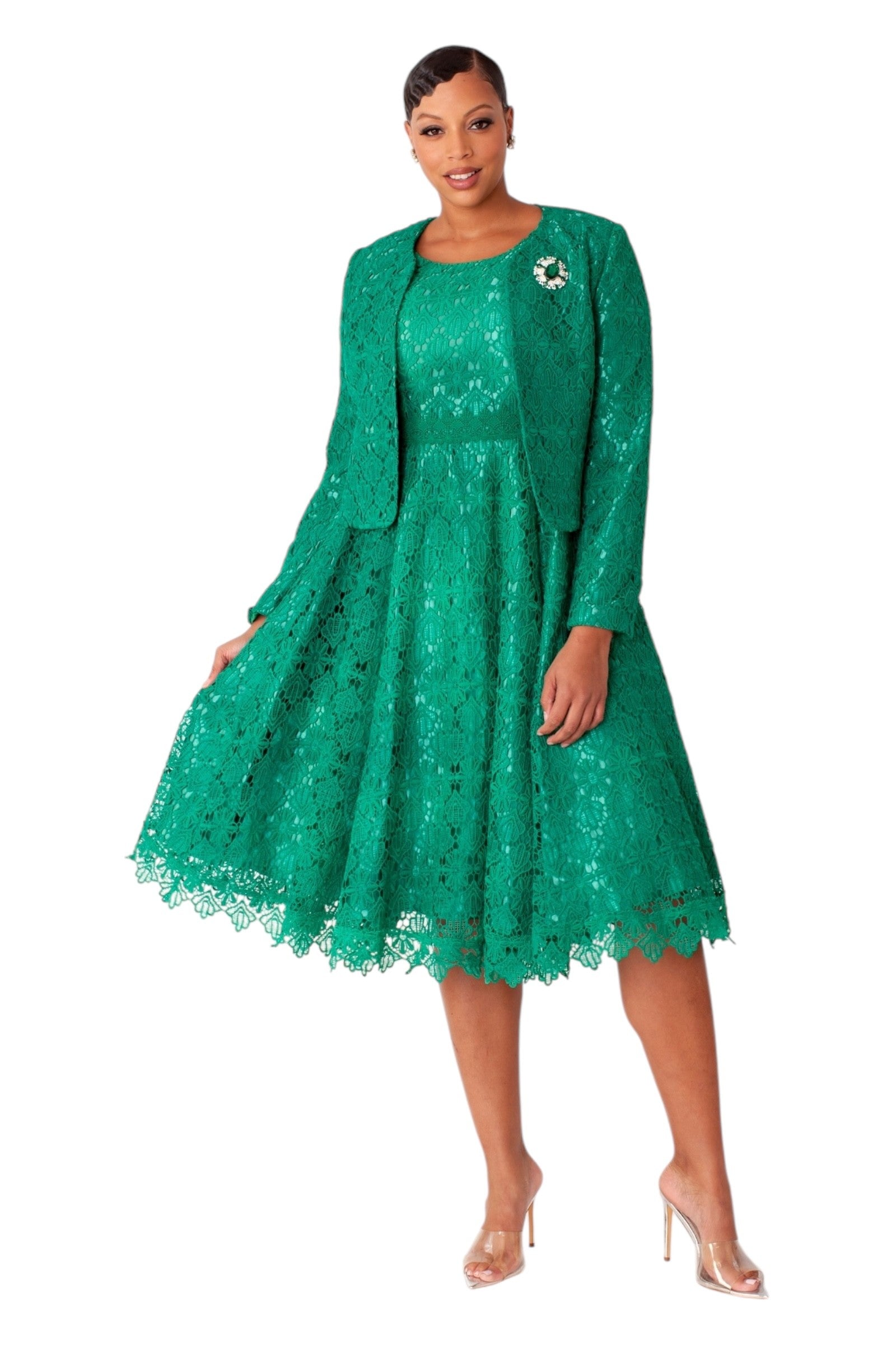 Elegant Two-Piece Lace Dress & Jacket Set- 4856 Elegant Two-Piece Lace Dress & Jacket Set- 4856