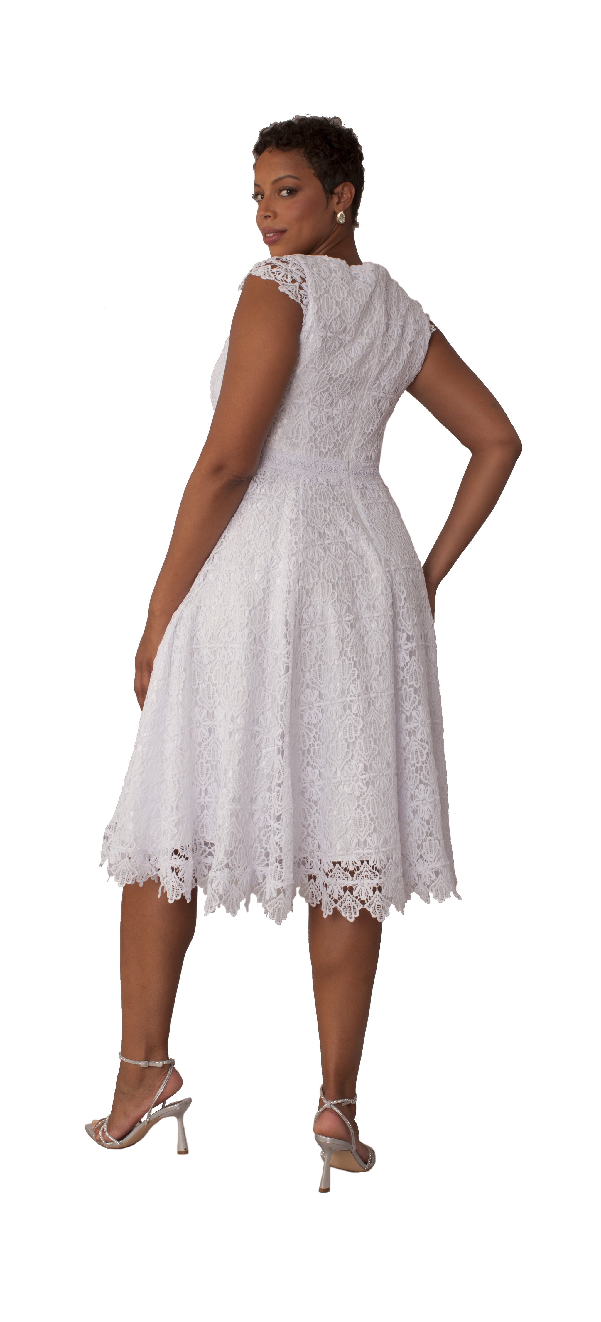 chinese dress ladies Elegant Two-Piece Lace Dress & Satin Jacket Set White / 6