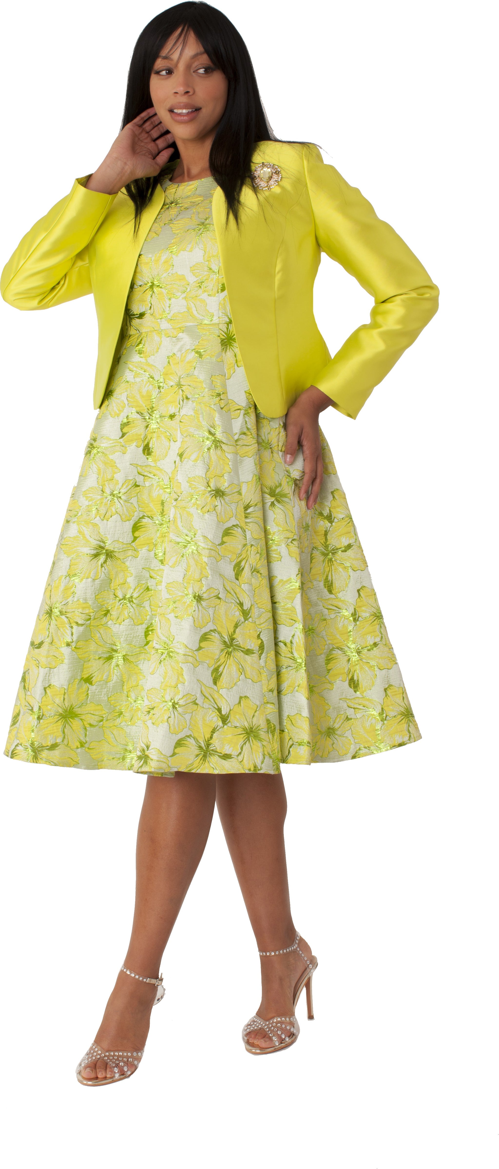Floral Brocade Church Dress with Jacket- 4819 – Tally Taylor