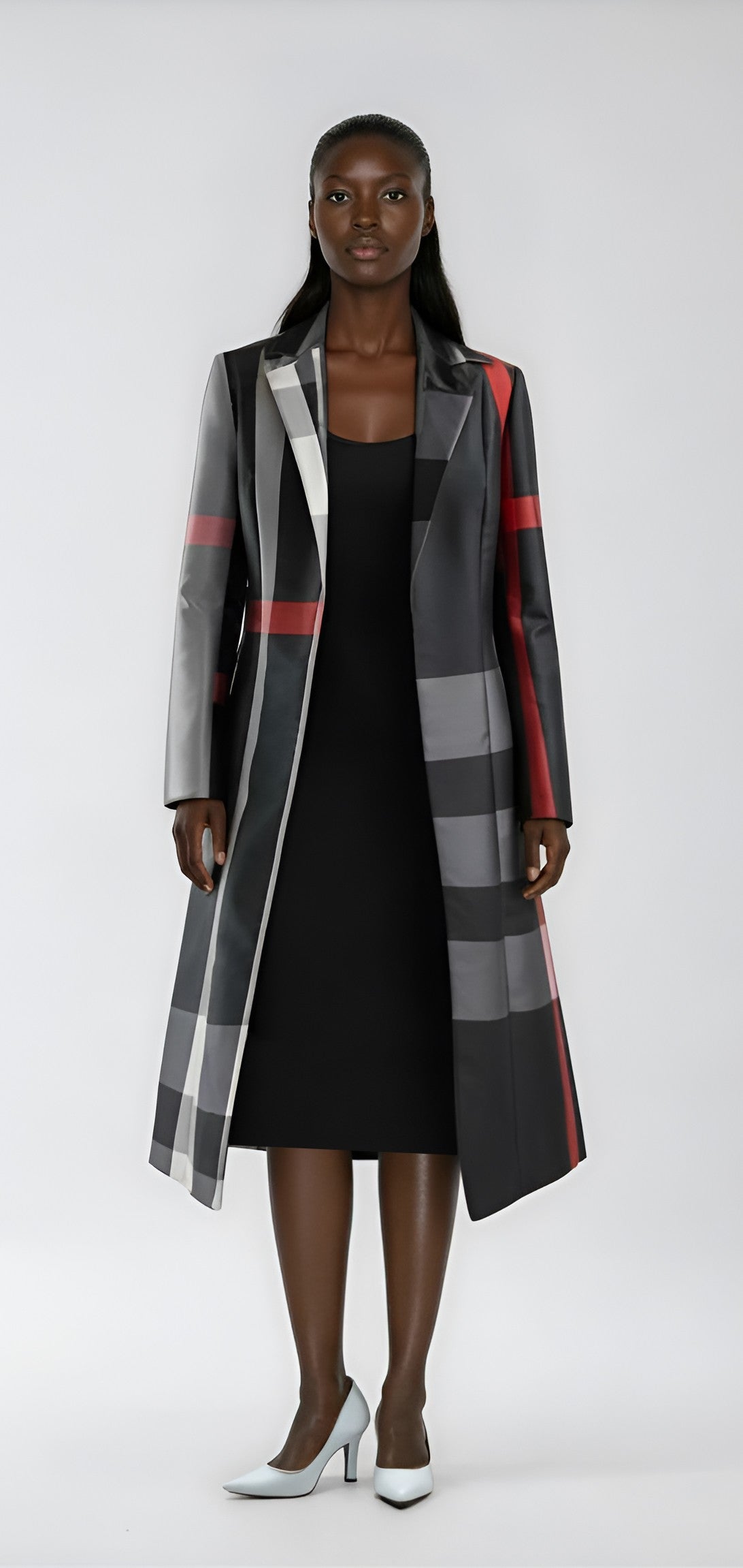 Plaid Long Jacket Church Dress Set - 41033 Black MULTI / 18 Plaid Long Jacket Church Dress Set - 41033 Black MULTI / 18