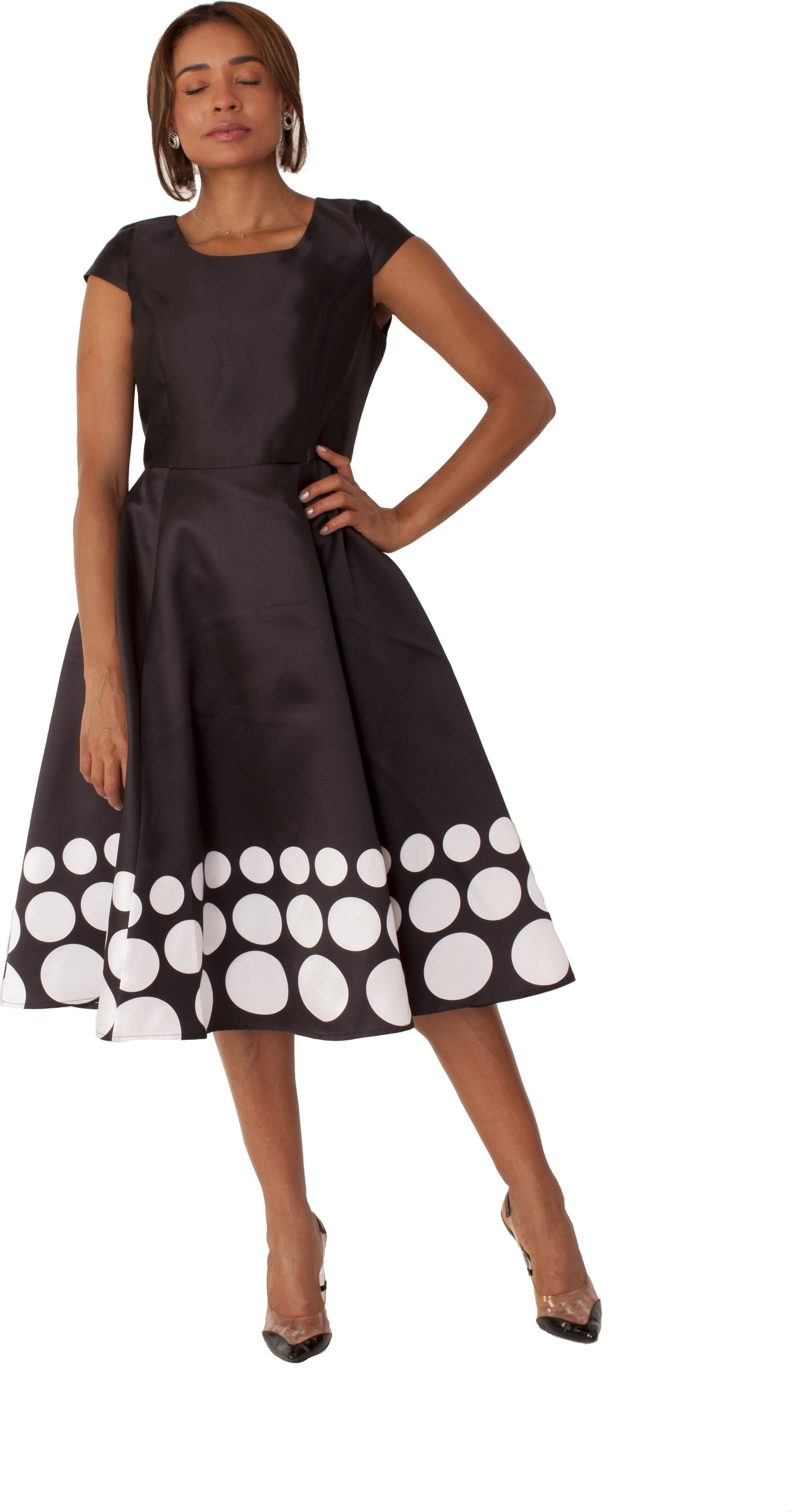 Plus Size Polka Dot Flare Dress Set with Jacket - 4817W Tally Taylor Plus Size Polka Dot Flare Dress Set with Jacket - 4817W Tally Taylor