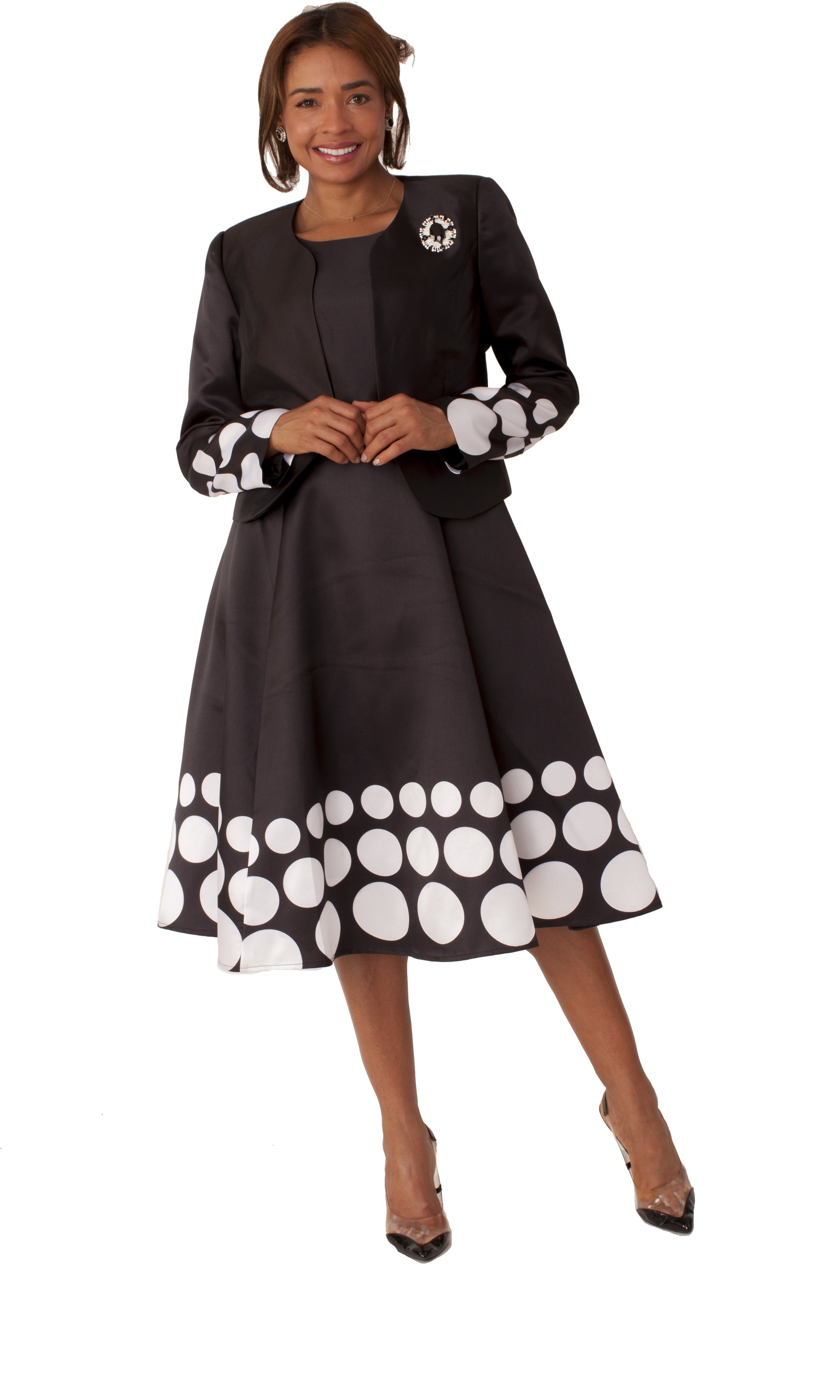 Plus Size Polka Dot Flare Dress Set with Jacket - 4817W – Tally Taylor