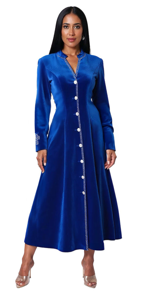 royal blue velvet dress plus size Church Robe with Crystal Trim -41031W / 16W motel Waist Girth Elegant Sky Blue Prom Neck Size:17.5