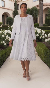 Elegant Two-Piece Lace Dress & Satin Jacket Set – Tally Taylor