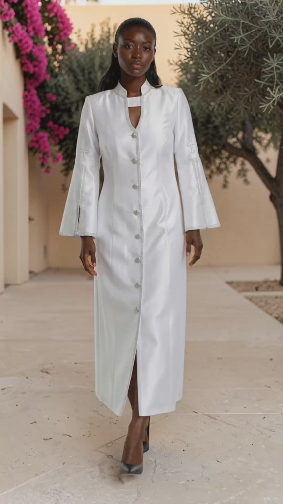 Rhinestone Trim Cross Clergy Robe - 41083 – Tally Taylor