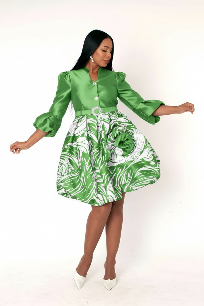 Puff Sleeve Fit & Flare Occasion Dress