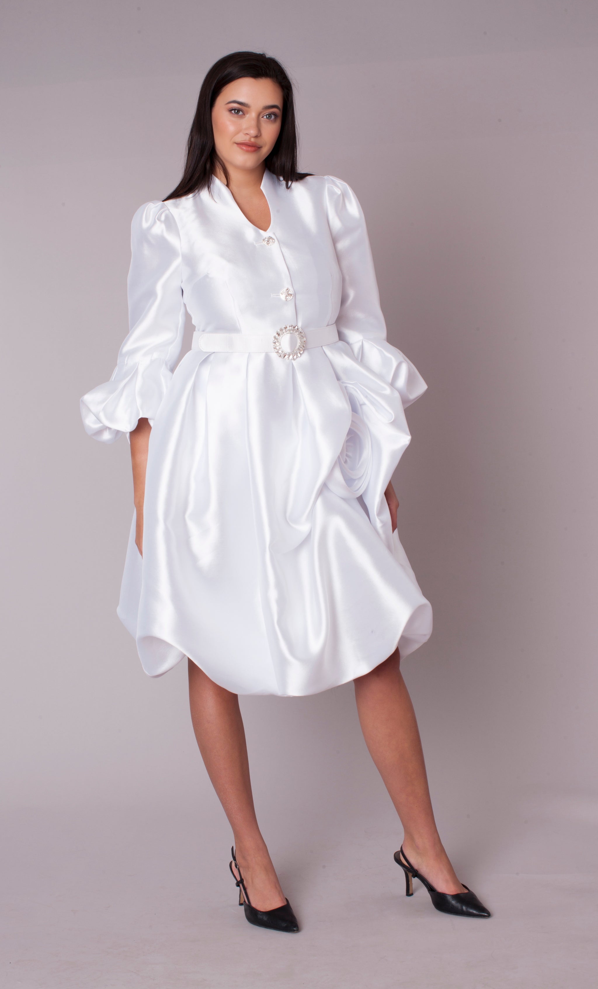 Puff Sleeve Fit & Flare Occasion Dress