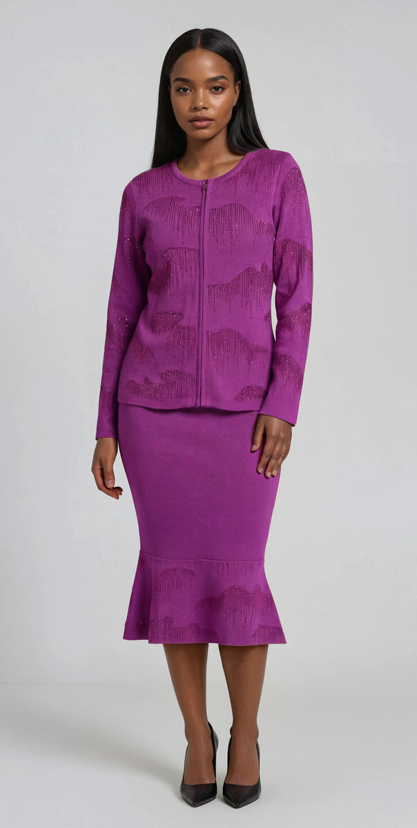 Rhinestone Knit Jacket & Skirt Set - 5397 – Tally Taylor