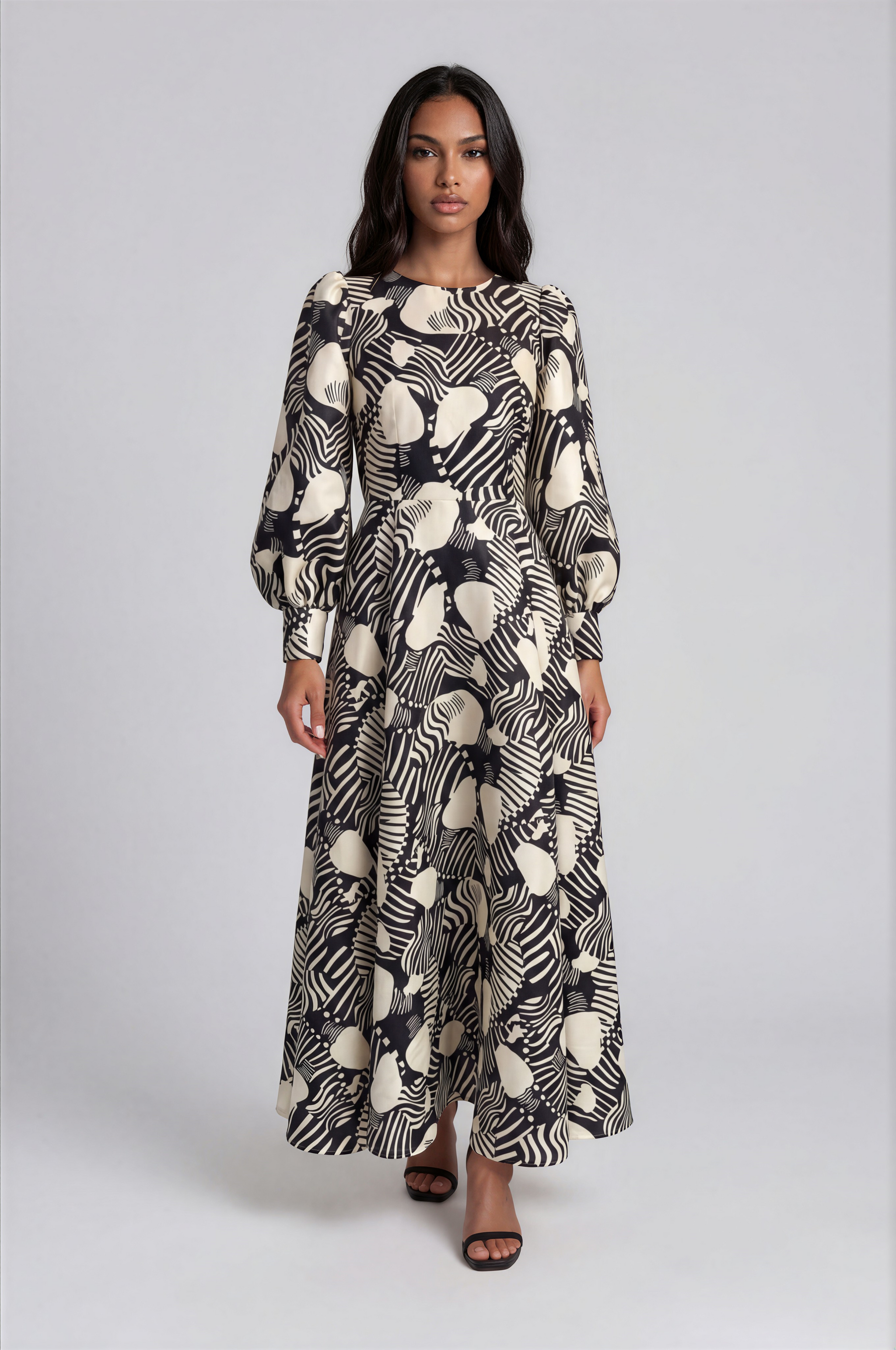 Floral Brocade Dress with Bishop Sleeves