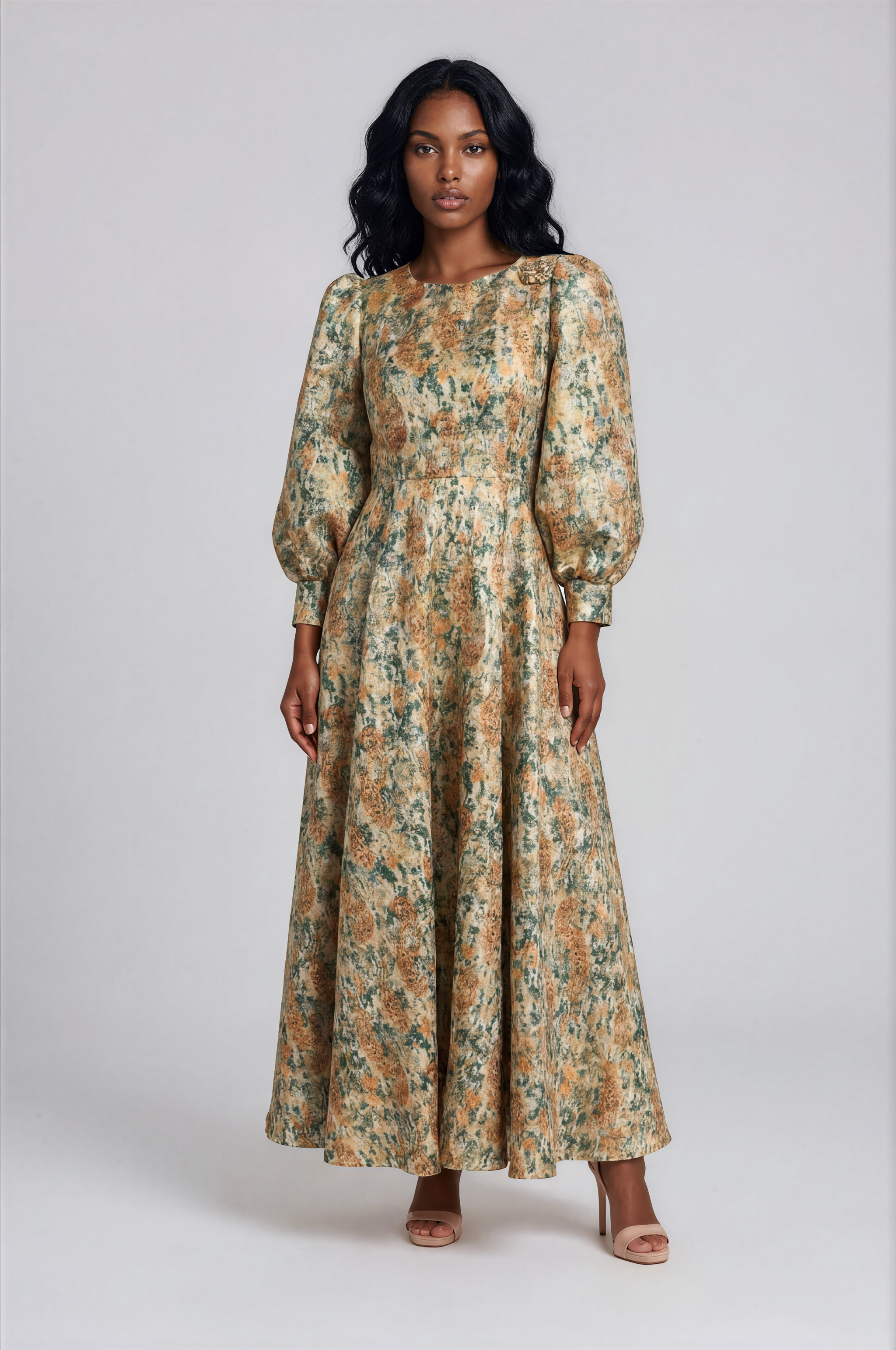 turquoise and gold dress Brocade with Bishop Sleeves making it perfect for Size:L/UK14/US10 assembly Reef Pure Musk -