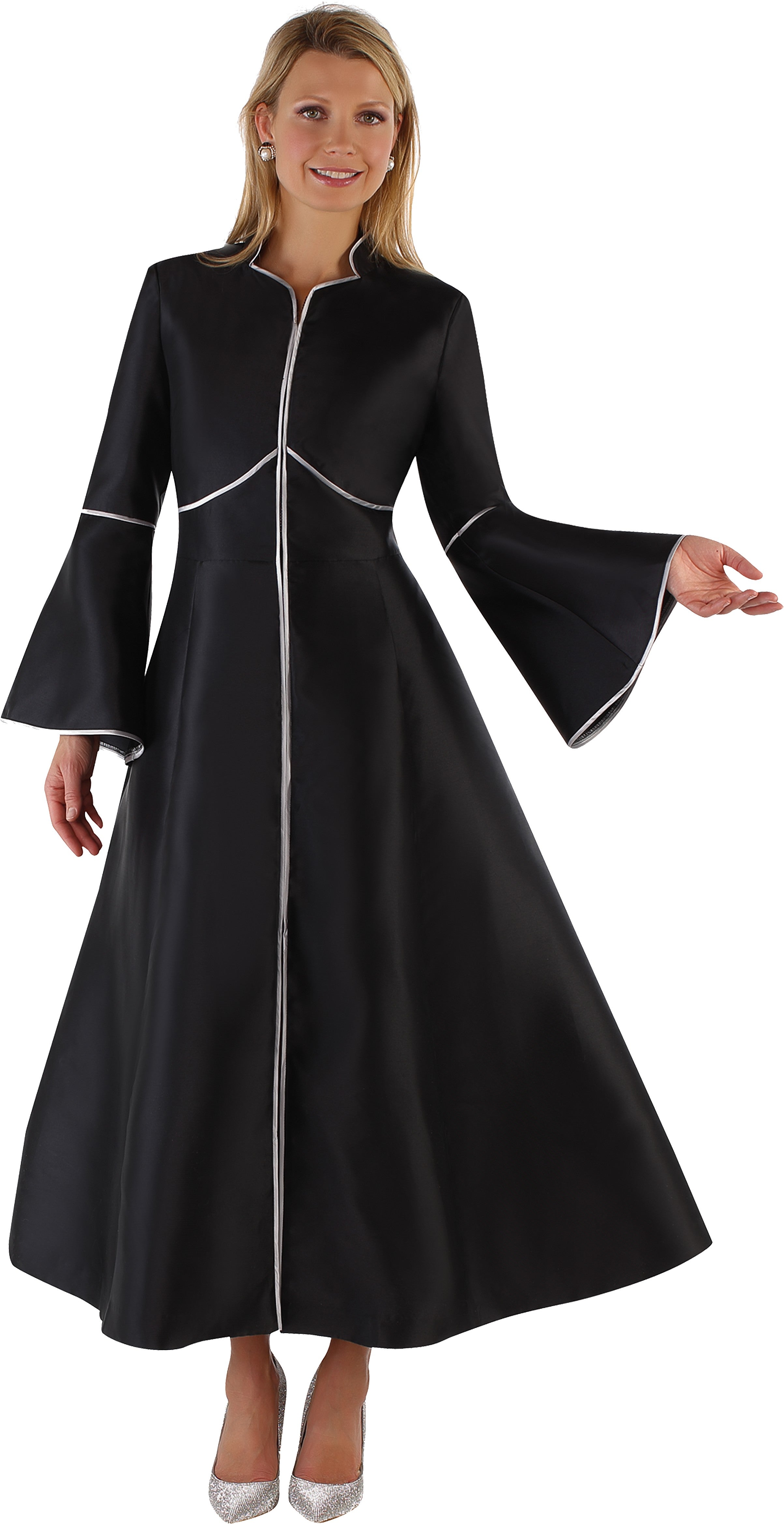 Cassock Style Robe Elegant Plus Size One-Piece Cassock Robe with Rhinestone Trim – Tally ...